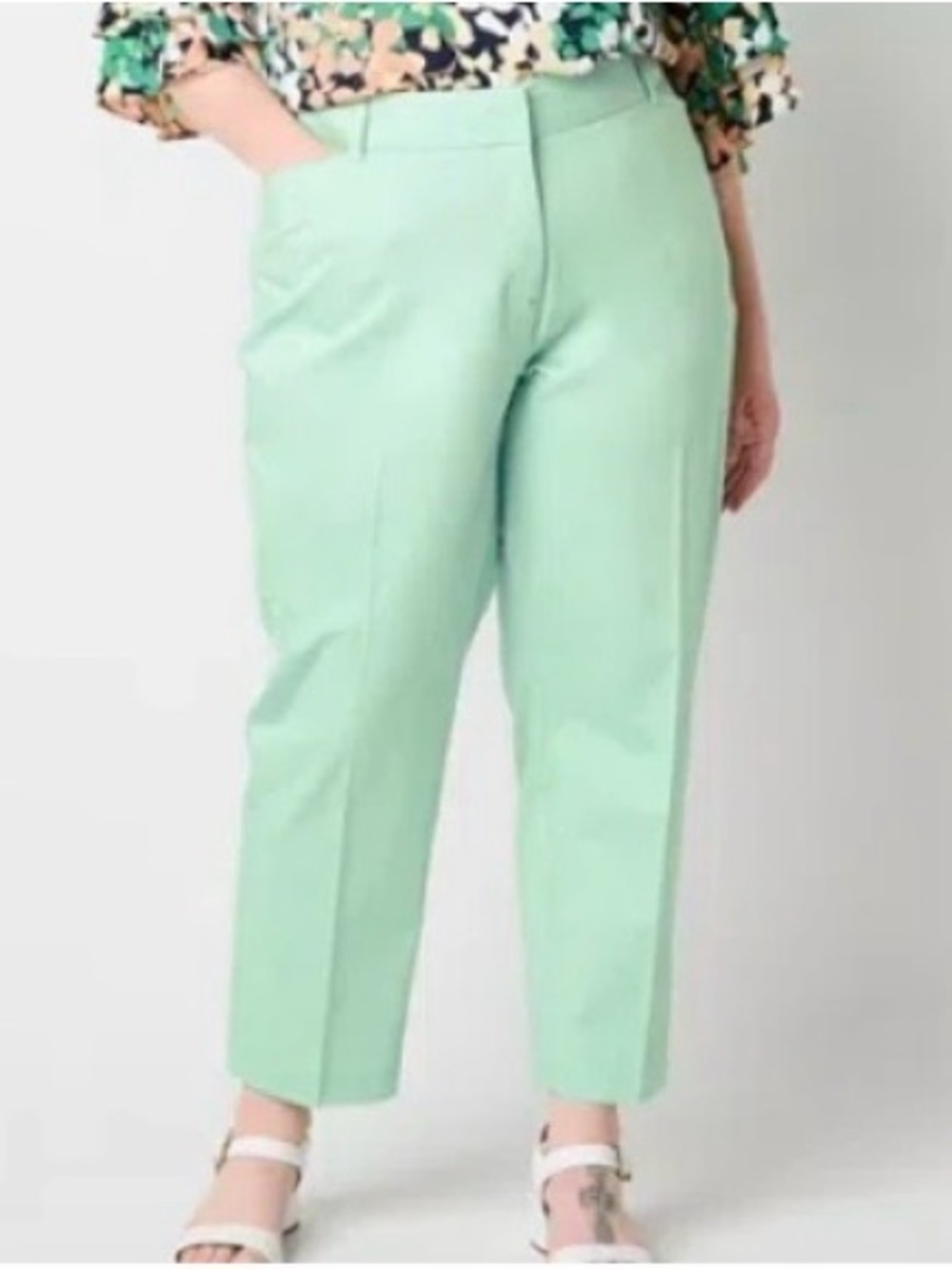 Emma Classic Slim-Leg Ankle Women’s Pants in Mint Green Liz Claiborne